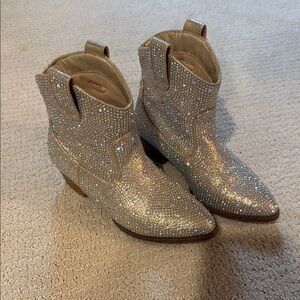 Sparkling Silver Ankle Boots